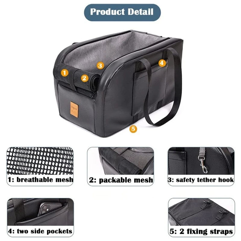 Pets Travel Booster for car Armrest with Safety Hook Washable Design Detachable