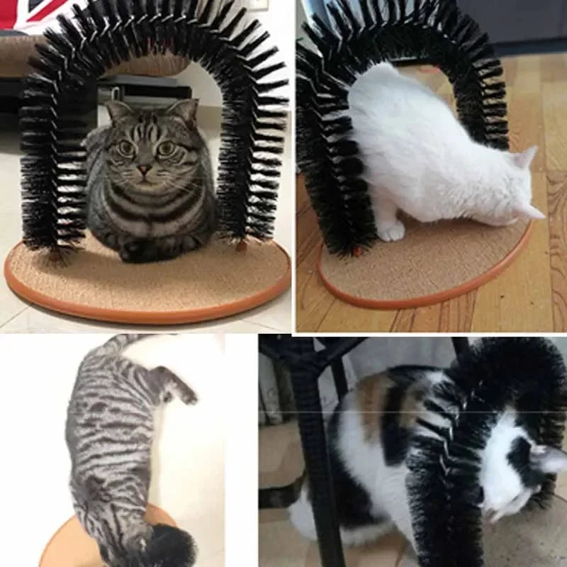 Cat Toy Arch Self Groome Pamper Feline with A Massage Grooming Rubbing Brush