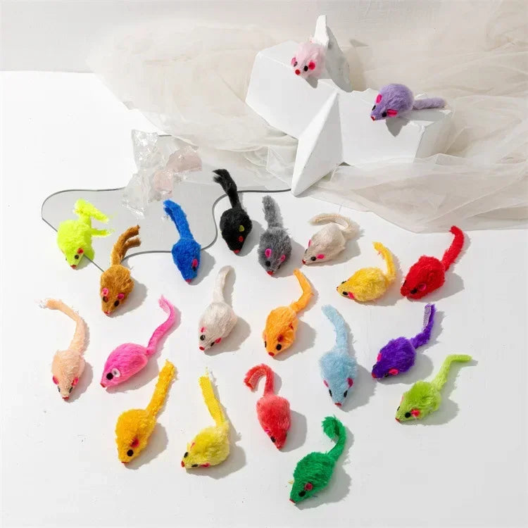 5pcs Rattle Cat Mouse Toys Also Prefilled Catnip Faux Fur Cat Mice Toys