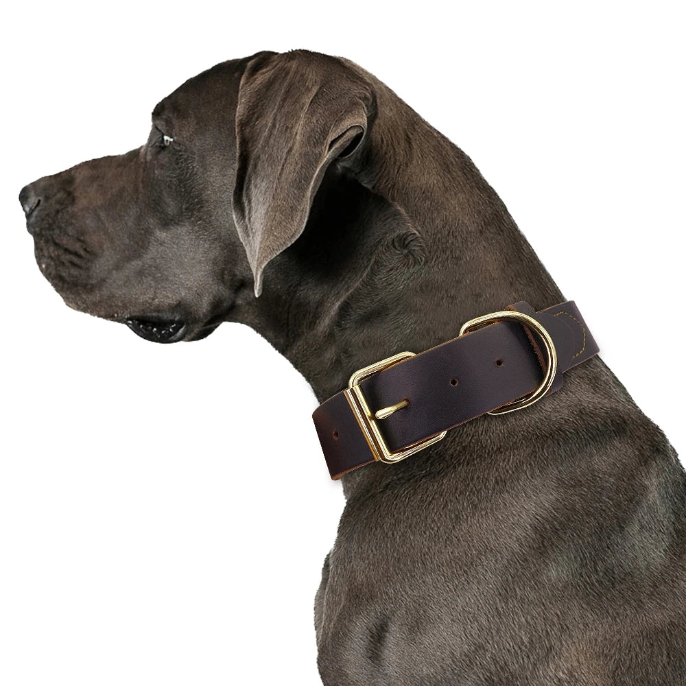 Dog Collar Genuine Leather Pet Collars For Small Medium Large Dogs
