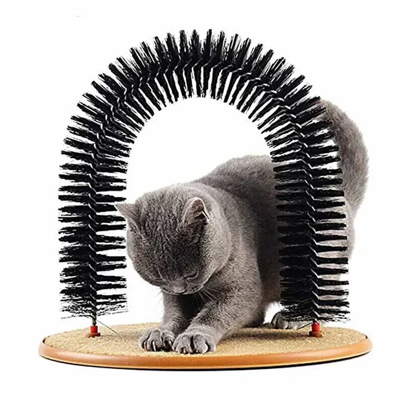 Cat Toy Arch Self Groome Pamper Feline with A Massage Grooming Rubbing Brush
