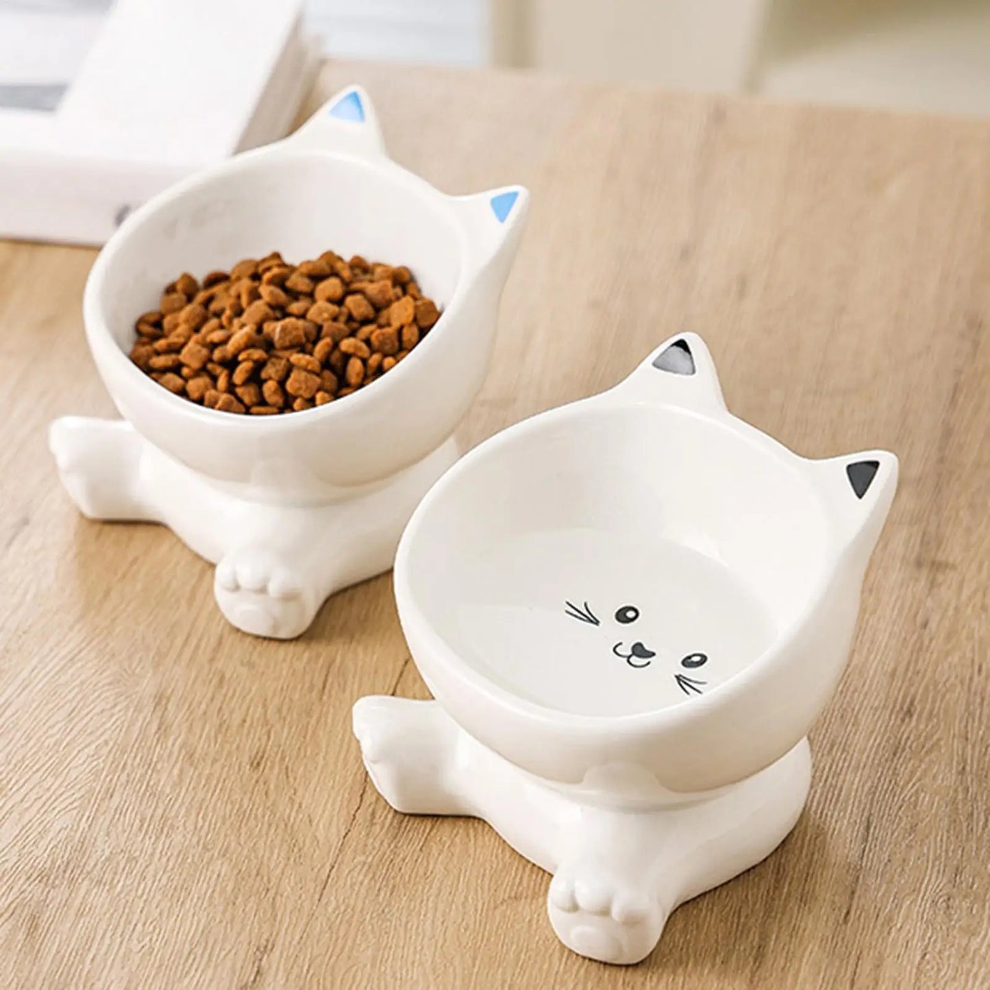 Elevated Cat Bowls Cat Food Bowl Tall Ceramic Tilted Dish Pet Feeding Dish Pet Animal Ceramic Eating Dishes cat Food Water Bowl