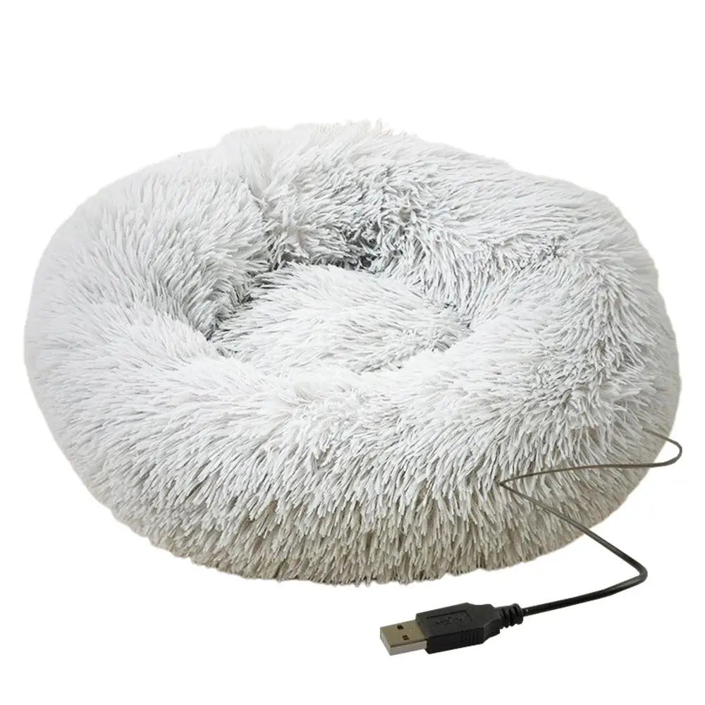 Portable(USB) Pet Beds Heating Donut Round Beds for Dog&Cat