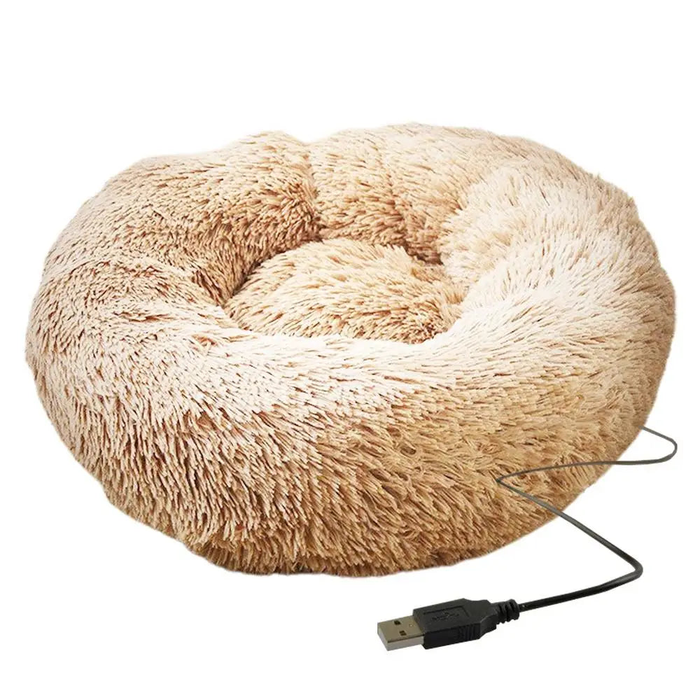 Portable(USB) Pet Beds Heating Donut Round Beds for Dog&Cat
