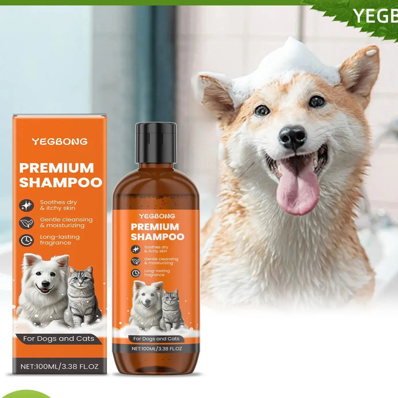 Natural Pet Shampoo for Dogs & Cats, Coconut Oil Derivative Formula