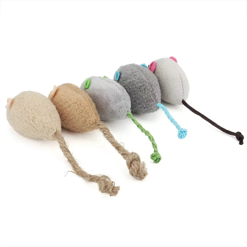 5pcs Rattle Cat Mouse Toys Also Prefilled Catnip Faux Fur Cat Mice Toys