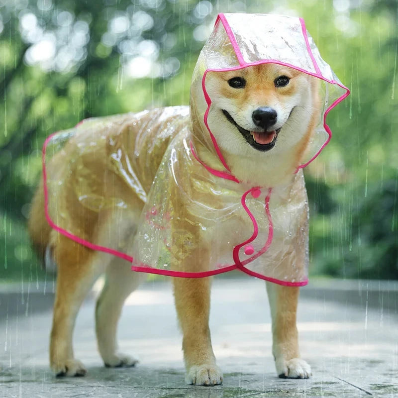 Transparent Rainwear Raincoat Hooded Waterproof Jacket Clothes Soft PVC Small Dogs Raincoat Puppy Rain Poncho