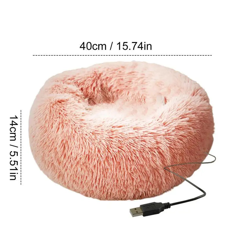 Portable(USB) Pet Beds Heating Donut Round Beds for Dog&Cat