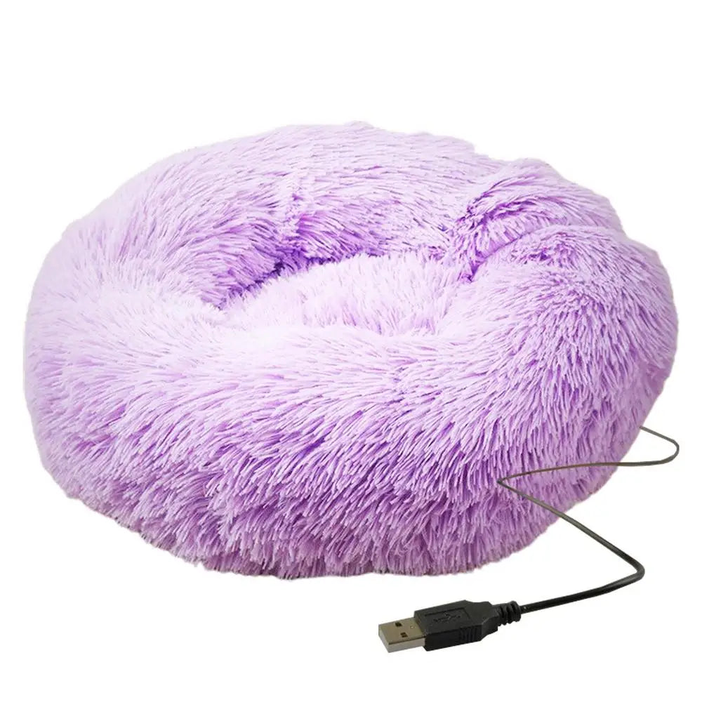 Portable(USB) Pet Beds Heating Donut Round Beds for Dog&Cat