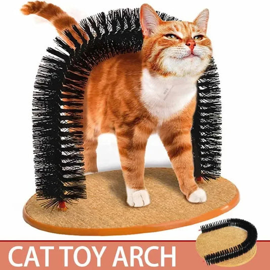 Cat Toy Arch Self Groome Pamper Feline with A Massage Grooming Rubbing Brush