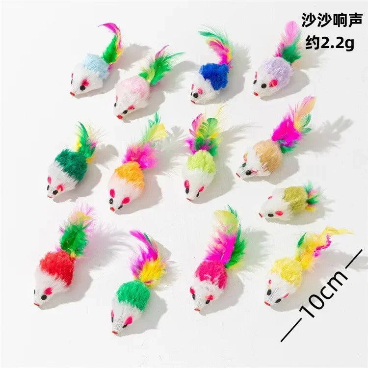 5pcs Rattle Cat Mouse Toys Also Prefilled Catnip Faux Fur Cat Mice Toys