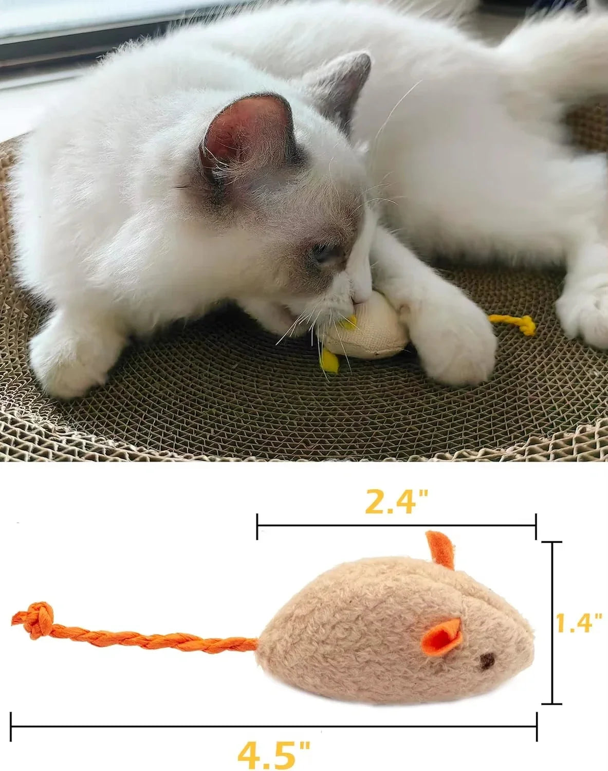 5pcs Rattle Cat Mouse Toys Also Prefilled Catnip Faux Fur Cat Mice Toys