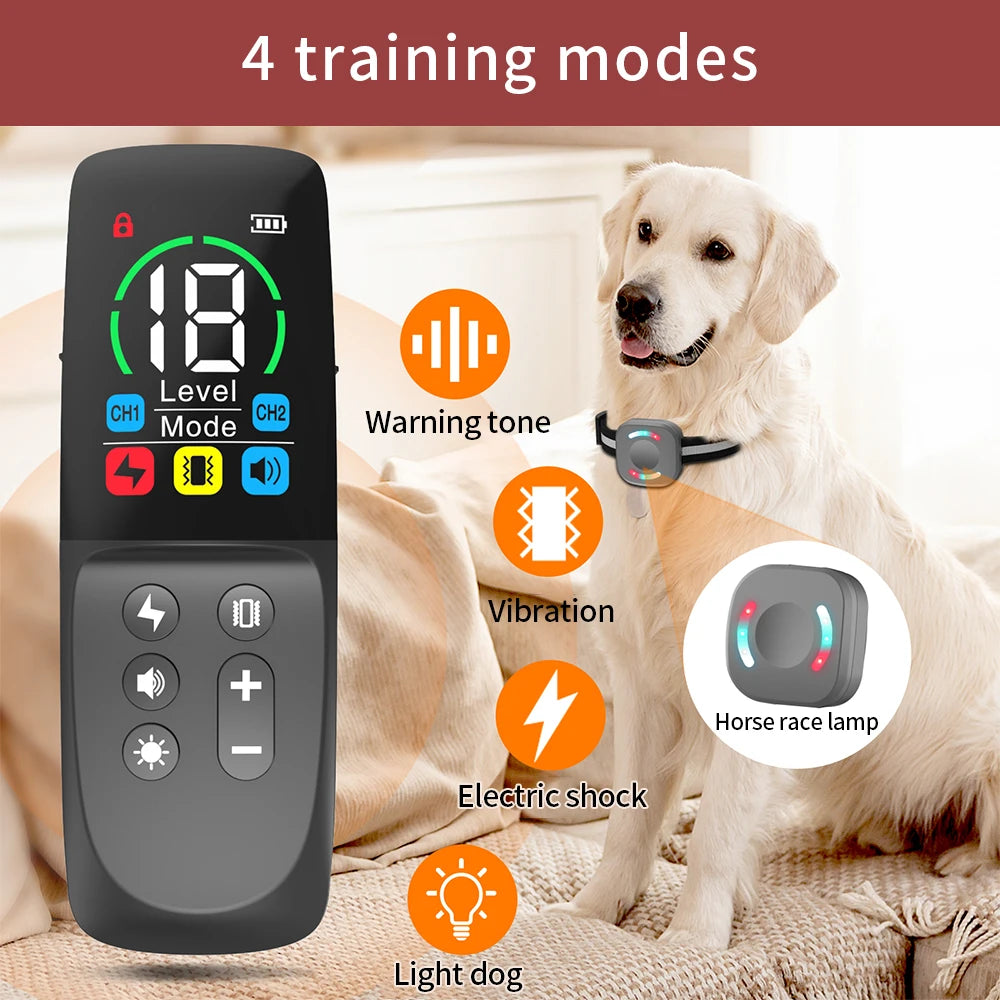 Dog Training Collar 800M Remote With Colorful Running Lamp ,Anti Bark,Universal Waterproof