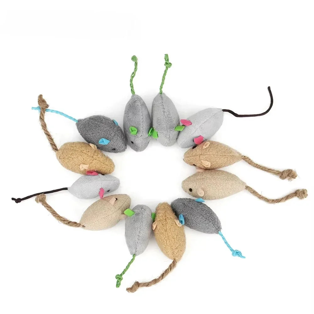 5pcs Rattle Cat Mouse Toys Also Prefilled Catnip Faux Fur Cat Mice Toys