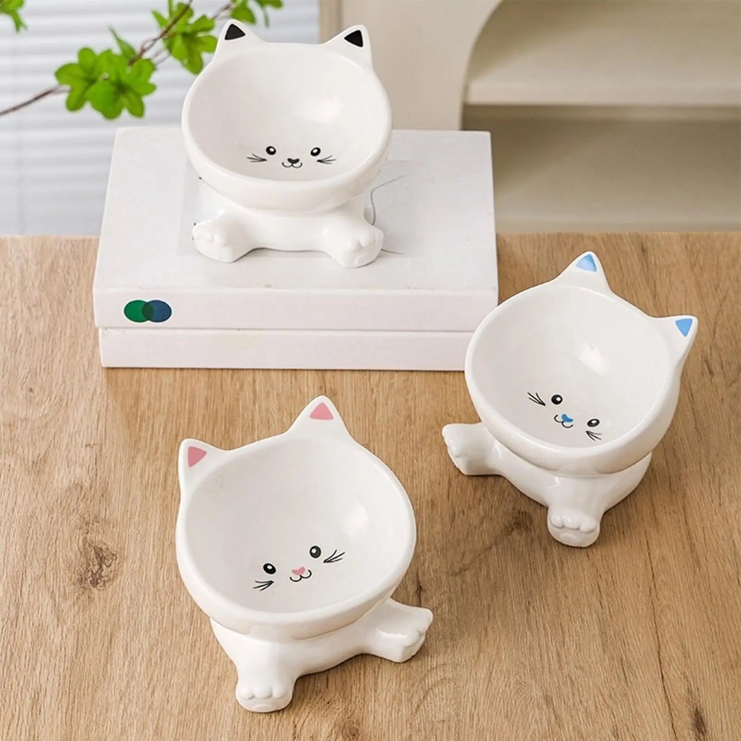 Elevated Cat Bowls Cat Food Bowl Tall Ceramic Tilted Dish Pet Feeding Dish Pet Animal Ceramic Eating Dishes cat Food Water Bowl