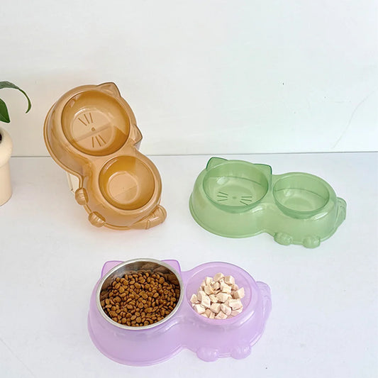 Cat Food Bowl - Pet Double Bowl Set ,Water bowl
