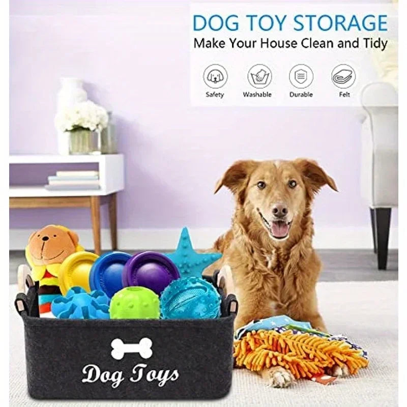 Felt pet toy storage basket box - perfect for organizing toys